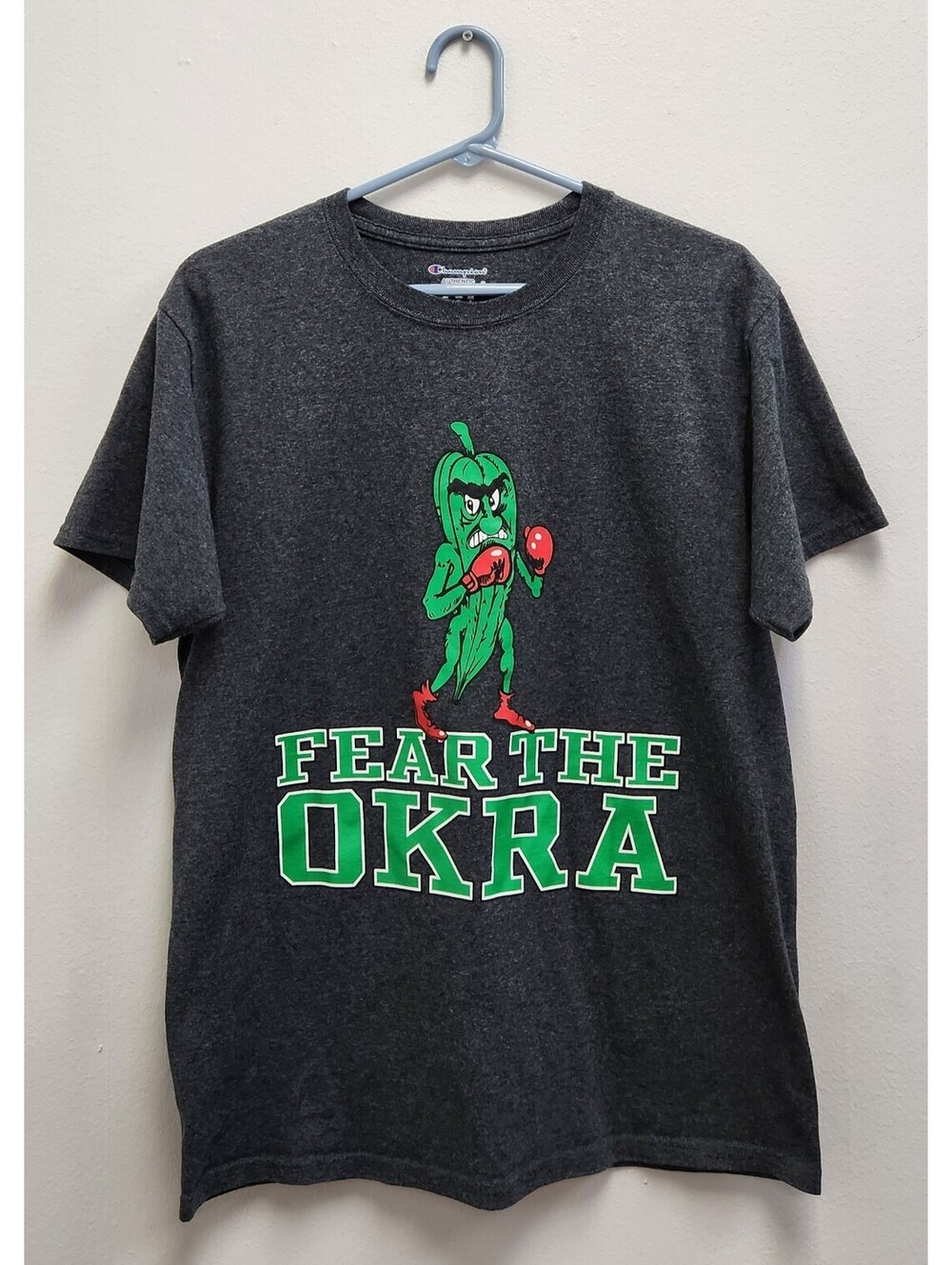 Champion Delta State University Fear The Okra T-Shirt Men's Medium Gray DSU